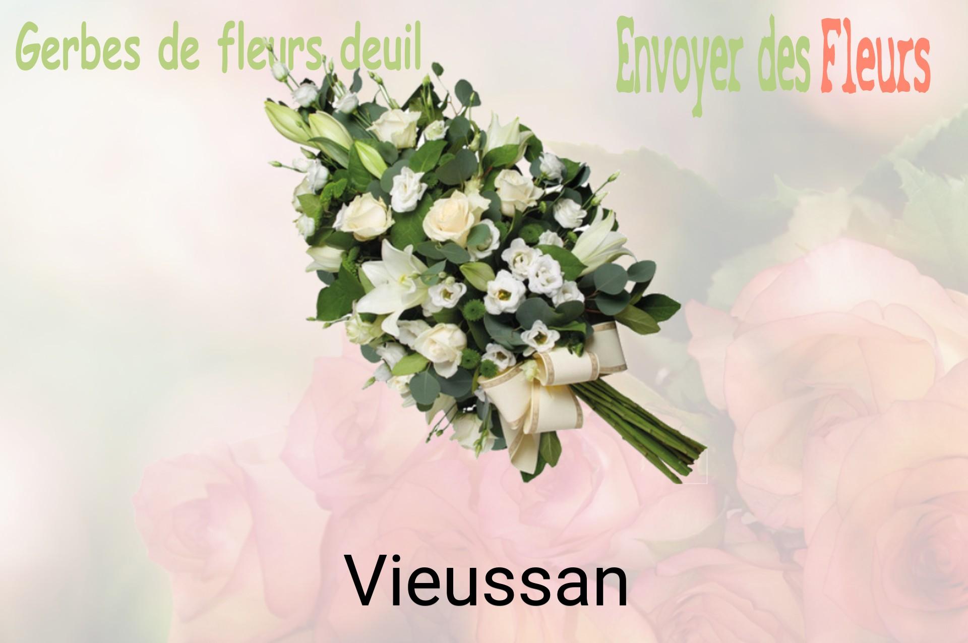 Gerbe de fleurs de deuil livrée à Vieussan
